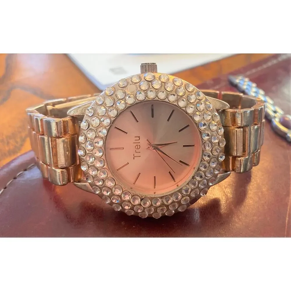 Women's 45mm Rose Gold Tone Trelu Watch, Crystal Accents